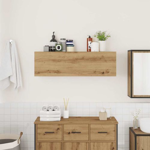 Armoire murale de bain chêne artisanal bois d'ingénierie - Photo n°3; ?>