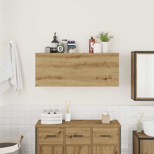 Armoire murale de bain chêne artisanal bois d'ingénierie - Photo n°3; ?>