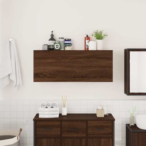 Armoire murale de bain chêne marron 100x25x40cm bois ingénierie - Photo n°3; ?>