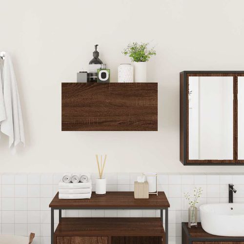 Armoire murale de bain chêne marron 60x25x30 cm bois ingénierie - Photo n°3; ?>