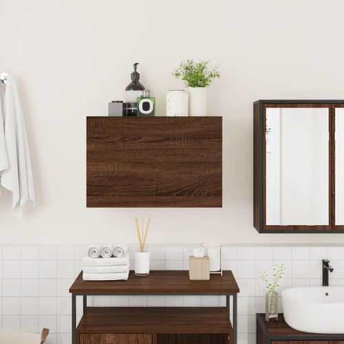 Armoire murale de bain chêne marron 60x25x40 cm bois ingénierie - Photo n°3; ?>