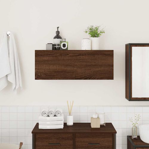 Armoire murale de bain chêne marron 80x25x30 cm bois ingénierie - Photo n°3; ?>