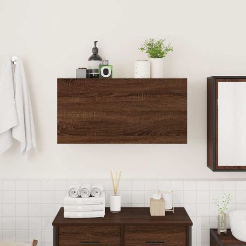 Armoire murale de bain chêne marron 80x25x40 cm bois ingénierie - Photo n°3; ?>