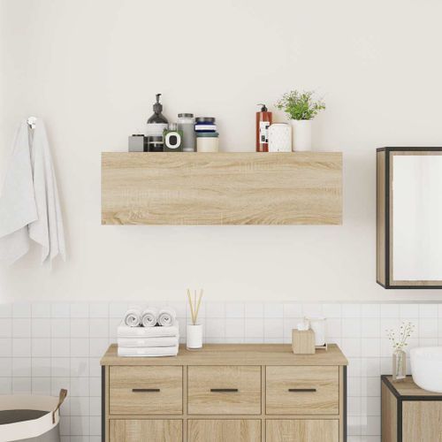 Armoire murale de bain chêne sonoma 100x25x30cm bois ingénierie - Photo n°3; ?>