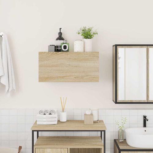 Armoire murale de bain chêne sonoma 60x25x30 cm bois ingénierie - Photo n°3; ?>