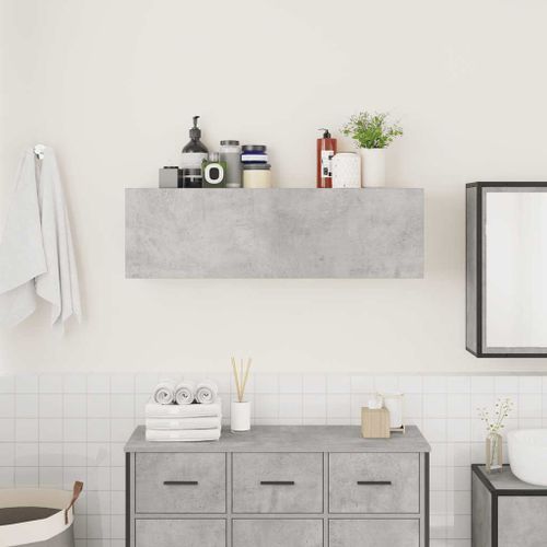 Armoire murale de bain gris béton 100x25x30cm bois d'ingénierie - Photo n°3; ?>