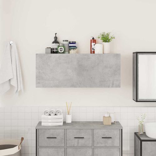 Armoire murale de bain gris béton 100x25x40cm bois d'ingénierie - Photo n°3; ?>