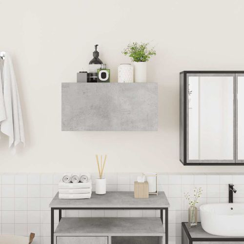 Armoire murale de bain gris béton 60x25x30 cm bois d'ingénierie - Photo n°3; ?>