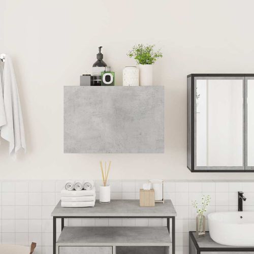 Armoire murale de bain gris béton 60x25x40 cm bois d'ingénierie - Photo n°3; ?>