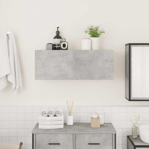 Armoire murale de bain gris béton 80x25x30 cm bois d'ingénierie - Photo n°3; ?>