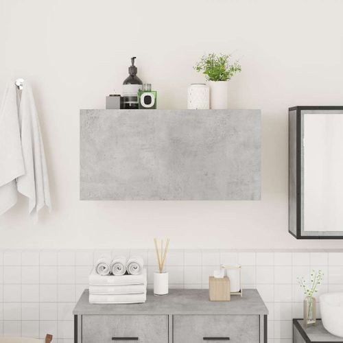 Armoire murale de bain gris béton 80x25x40 cm bois d'ingénierie - Photo n°3; ?>