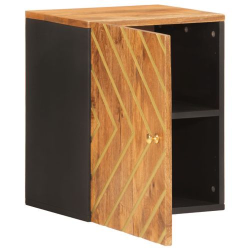 Armoire murale de bain marron et noir bois massif de manguier - Photo n°3; ?>