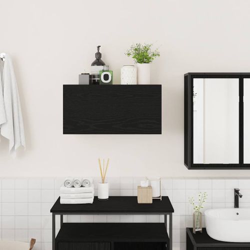 Armoire murale de bain noir 60x25x30 cm bois d'ingénierie - Photo n°3; ?>