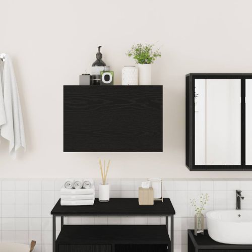 Armoire murale de bain noir 60x25x40 cm bois d'ingénierie - Photo n°3; ?>