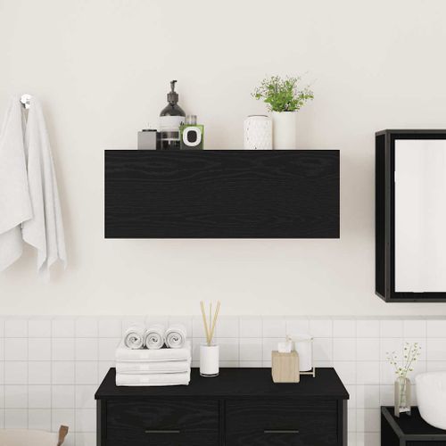 Armoire murale de bain noir 80x25x30 cm bois d'ingénierie - Photo n°3; ?>