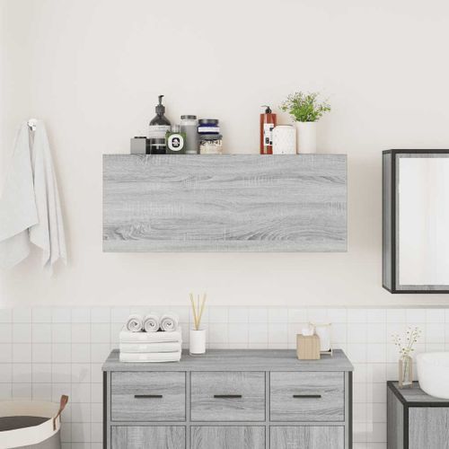 Armoire murale de bain sonoma gris 100x25x40 cm bois ingénierie - Photo n°3; ?>