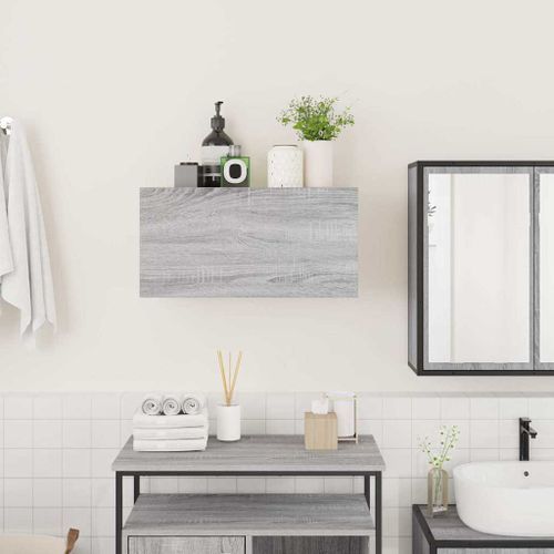 Armoire murale de bain sonoma gris 60x25x30cm bois d'ingénierie - Photo n°3; ?>