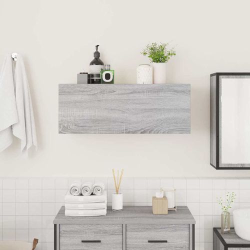 Armoire murale de bain sonoma gris 80x25x30cm bois d'ingénierie - Photo n°3; ?>