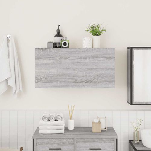 Armoire murale de bain sonoma gris 80x25x40cm bois d'ingénierie - Photo n°3; ?>