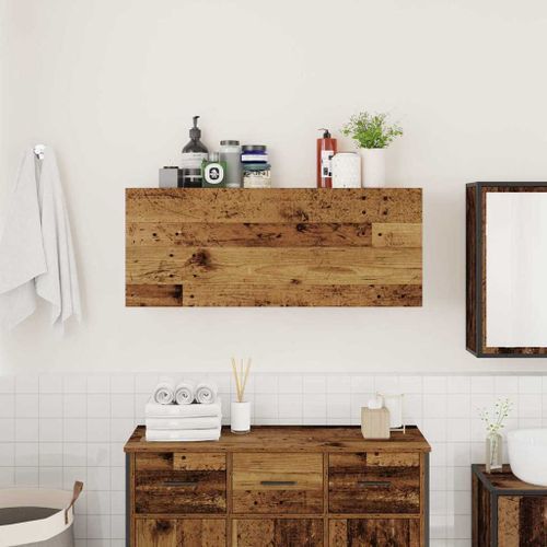 Armoire murale de bain vieux bois 100x25x40cm bois d'ingénierie - Photo n°3; ?>