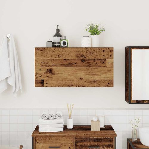 Armoire murale de bain vieux bois 80x25x40 cm bois d'ingénierie - Photo n°3; ?>