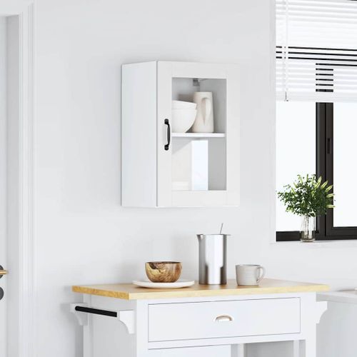 Armoire murale de cuisine avec porte en verre Porto blanc - Photo n°3; ?>