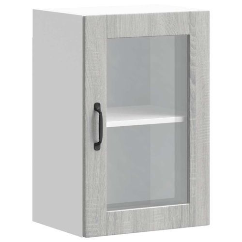 Armoire murale de cuisine avec porte en verre Porto sonoma gris - Photo n°2; ?>