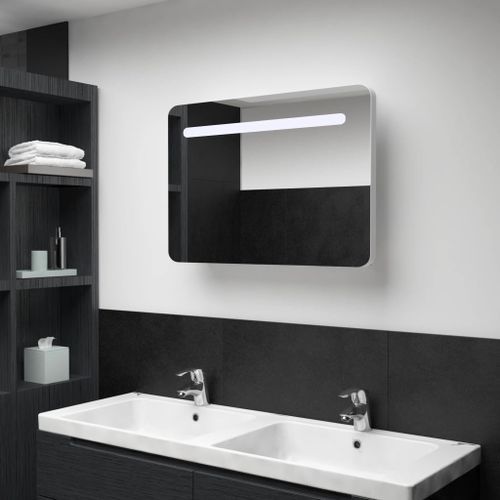 Armoire murale de salle de bain à miroir LED 80x11x55 cm - Photo n°2; ?>