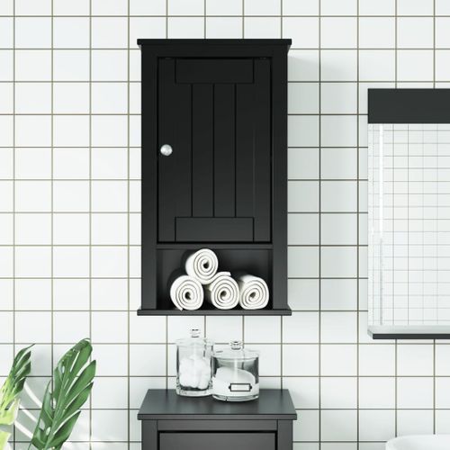 Armoire murale de salle de bain BERG noir bois de pin massif - Photo n°2; ?>