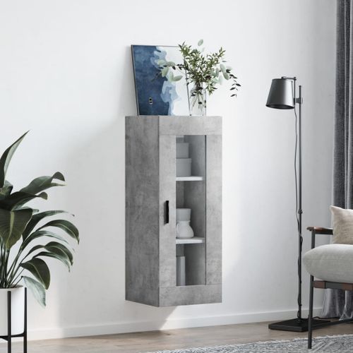 Armoire murale gris béton 34,5x34x90 cm - Photo n°3; ?>