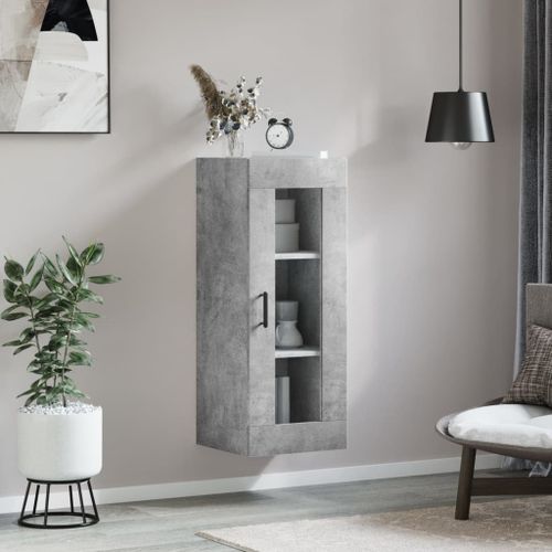 Armoire murale gris béton 34,5x34x90 cm - Photo n°3; ?>