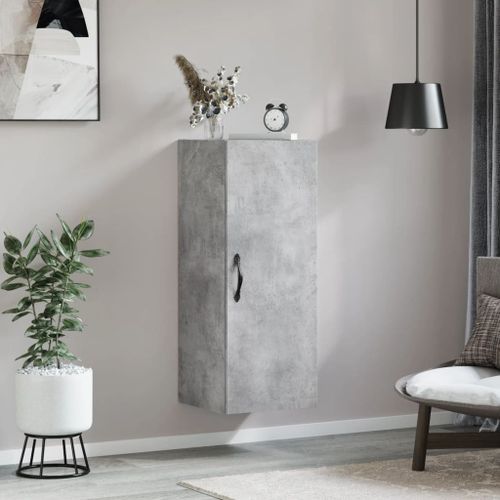 Armoire murale gris béton 34,5x34x90 cm bois d'ingénierie - Photo n°2; ?>