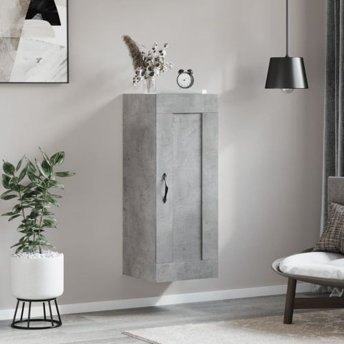 Armoire murale gris béton 34,5x34x90 cm bois d'ingénierie - Photo n°3; ?>