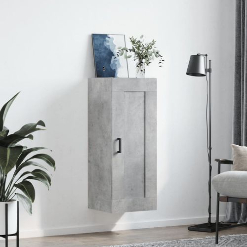 Armoire murale gris béton 34,5x34x90 cm bois d'ingénierie - Photo n°3; ?>