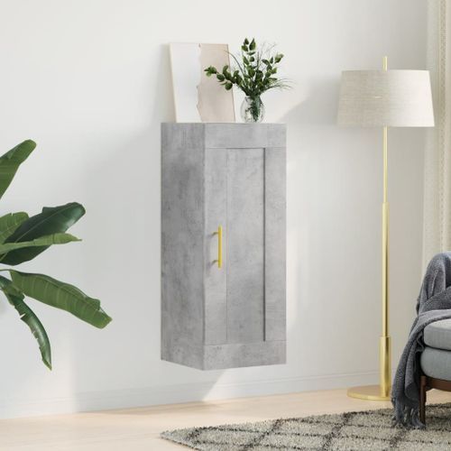 Armoire murale gris béton 34,5x34x90 cm bois d'ingénierie - Photo n°3; ?>