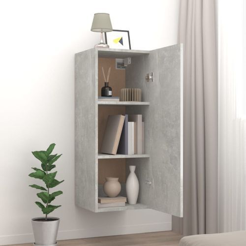 Armoire murale Gris béton 34,5x34x90 cm Bois d'ingénierie - Photo n°3; ?>