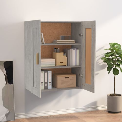 Armoire murale gris béton 69,5x32,5x90 cm bois d'ingénierie - Photo n°3; ?>