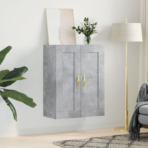 Armoire murale gris béton 69,5x34x90 cm bois d'ingénierie - Photo n°3; ?>