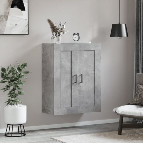 Armoire murale gris béton 69,5x34x90 cm bois d'ingénierie - Photo n°3; ?>