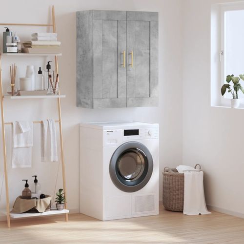 Armoire murale gris béton 69,5x34x90 cm bois d'ingénierie - Photo n°2; ?>