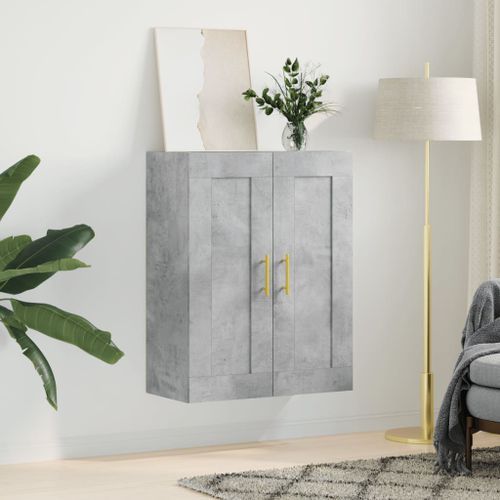 Armoire murale gris béton 69,5x34x90 cm bois d'ingénierie - Photo n°3; ?>