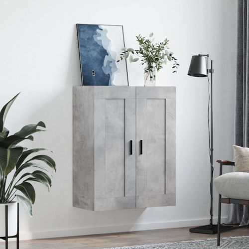 Armoire murale gris béton 69,5x34x90 cm bois d'ingénierie - Photo n°3; ?>