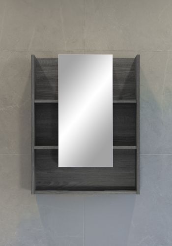 Armoire murale gris mat avec miroir Daisy 60 cm - Photo n°3; ?>