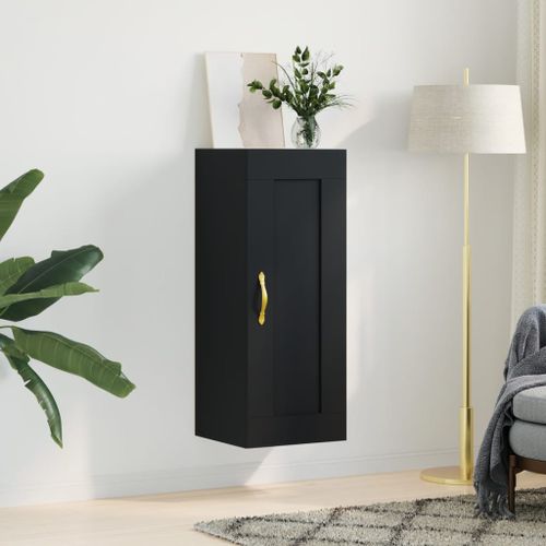 Armoire murale noir 34,5x34x90 cm bois d'ingénierie - Photo n°2; ?>