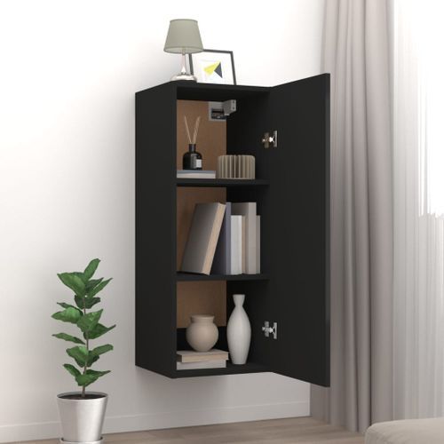 Armoire murale Noir 34,5x34x90 cm Bois d'ingénierie - Photo n°3; ?>