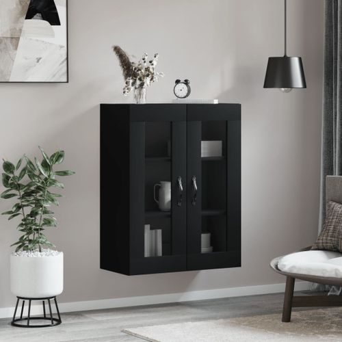 Armoire murale noir 69,5x34x90 cm bois d'ingénierie - Photo n°3; ?>