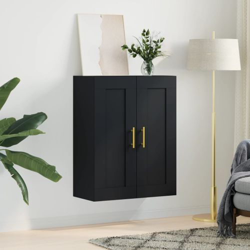 Armoire murale noir 69,5x34x90 cm bois d'ingénierie - Photo n°3; ?>