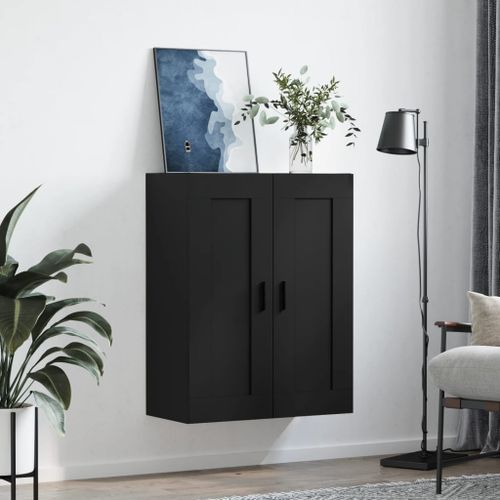 Armoire murale noir 69,5x34x90 cm bois d'ingénierie - Photo n°3; ?>