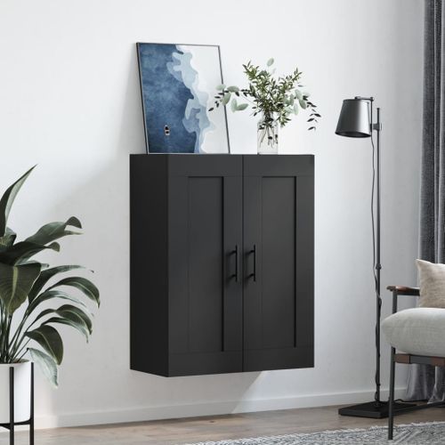 Armoire murale noir 69,5x34x90 cm bois d'ingénierie - Photo n°3; ?>