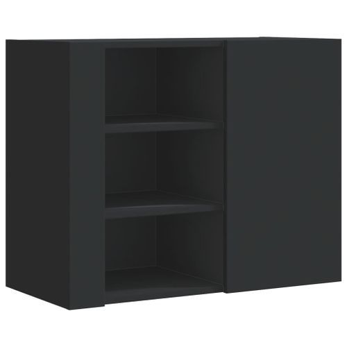 Armoire murale noir 75x35x60 cm bois d'ingénierie - Photo n°2; ?>